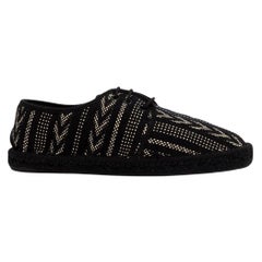 Saint Laurent Black & White Embroidered Lace-Up Espadrilles Size 43