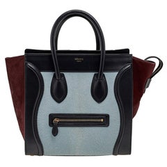 Celine Tricolor Leather And Calf Hair Mini Luggage Tote