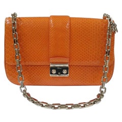 Christian Dior Orange Python Miss Dior Medium Flap Bag