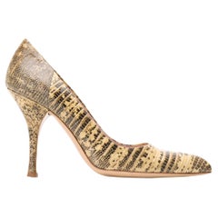 90s Prada beige and brown snake's leather stiletto heel