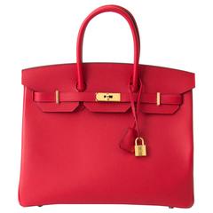 Brand New Hermès Birkin Rouge Casaque Epsom 35 GHW 12