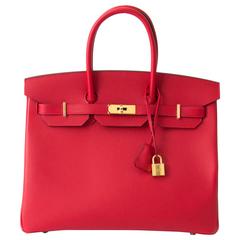  	Brand New Hermès Birkin Rouge Casaque Epsom 35 GHW