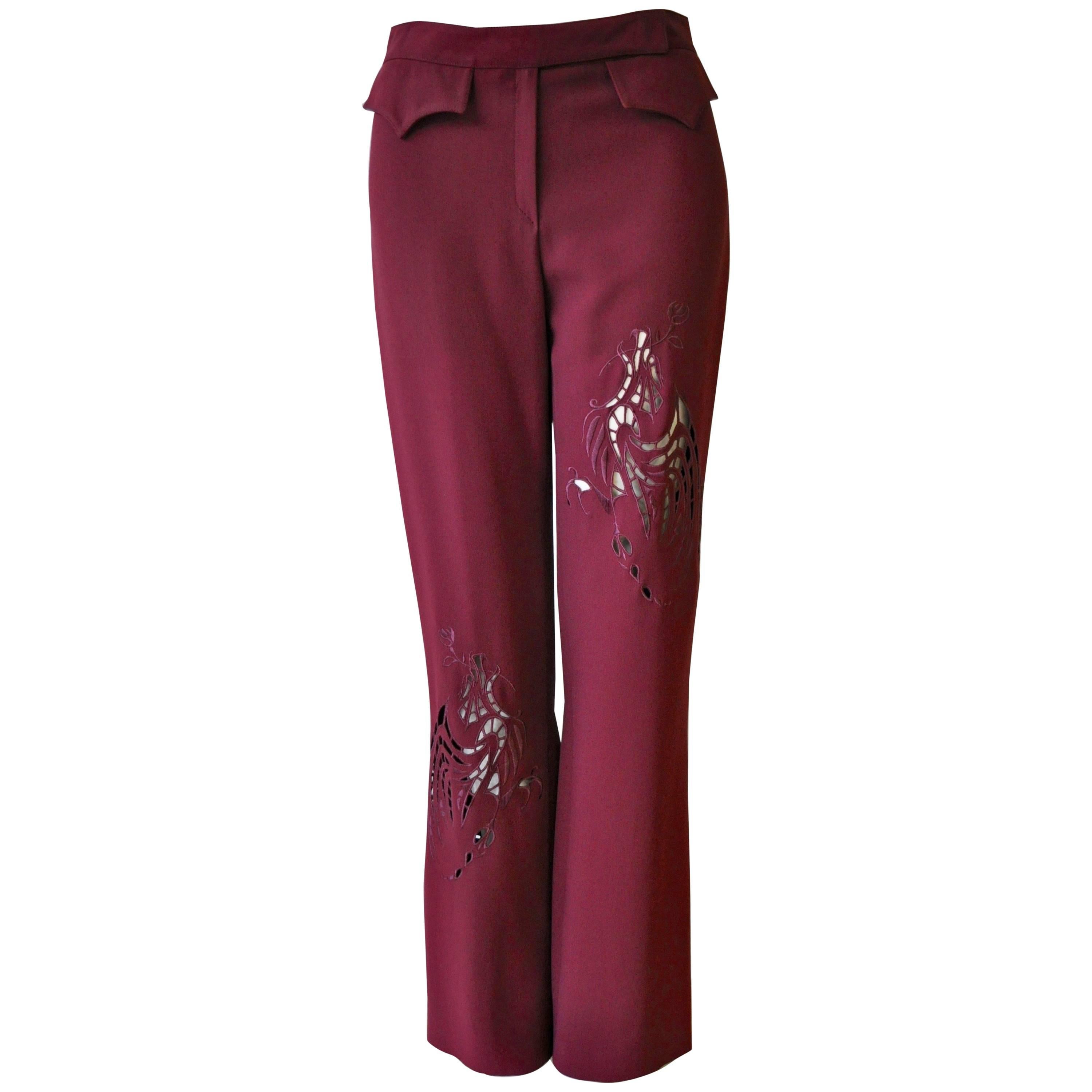 Angelo Mozzillo Higihly Original Embroidered Laser-Cut Pants For Sale