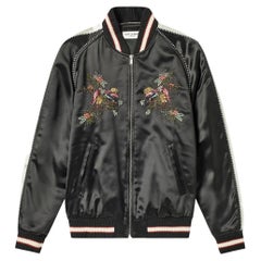 Saint Laurent Herren Vögel des Paradieses bestickt Teddy / Varsity Jacke Größe 50