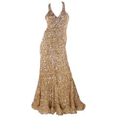 Elie Saab Haute Couture Evening Gown - golden beads & sequins