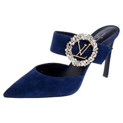 Louis Vuitton Blue Suede Madeleine Mules Size 41