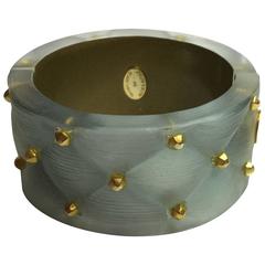 21st Century Frosted Acrylic and Brass Hinged Bracelet by Alexis Bittar