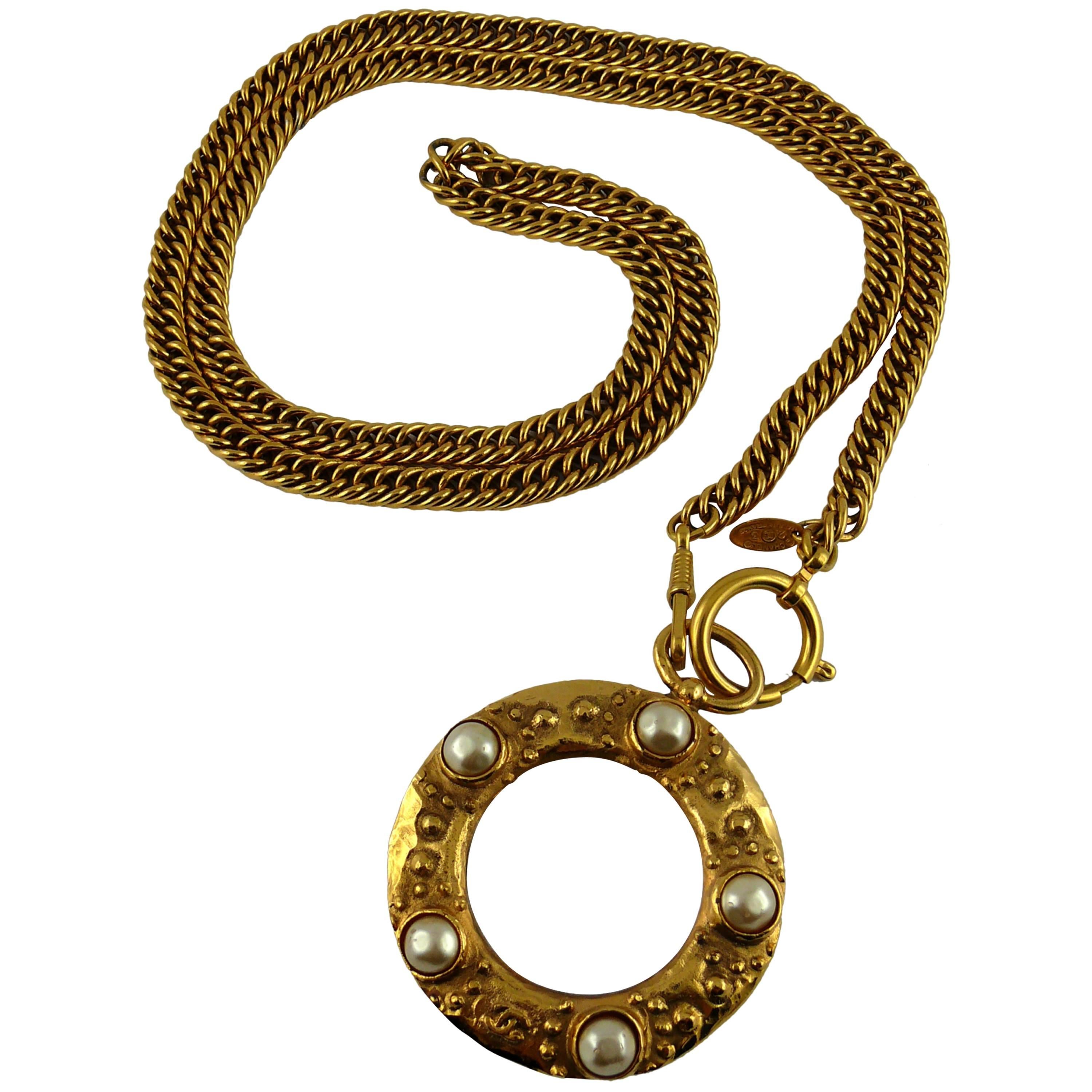 Chanel Vintage Chunky Chain Link Magnifying Glass Sautoir Necklace For Sale