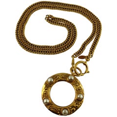 Chanel Vintage Chunky Chain Link Magnifying Glass Sautoir Necklace