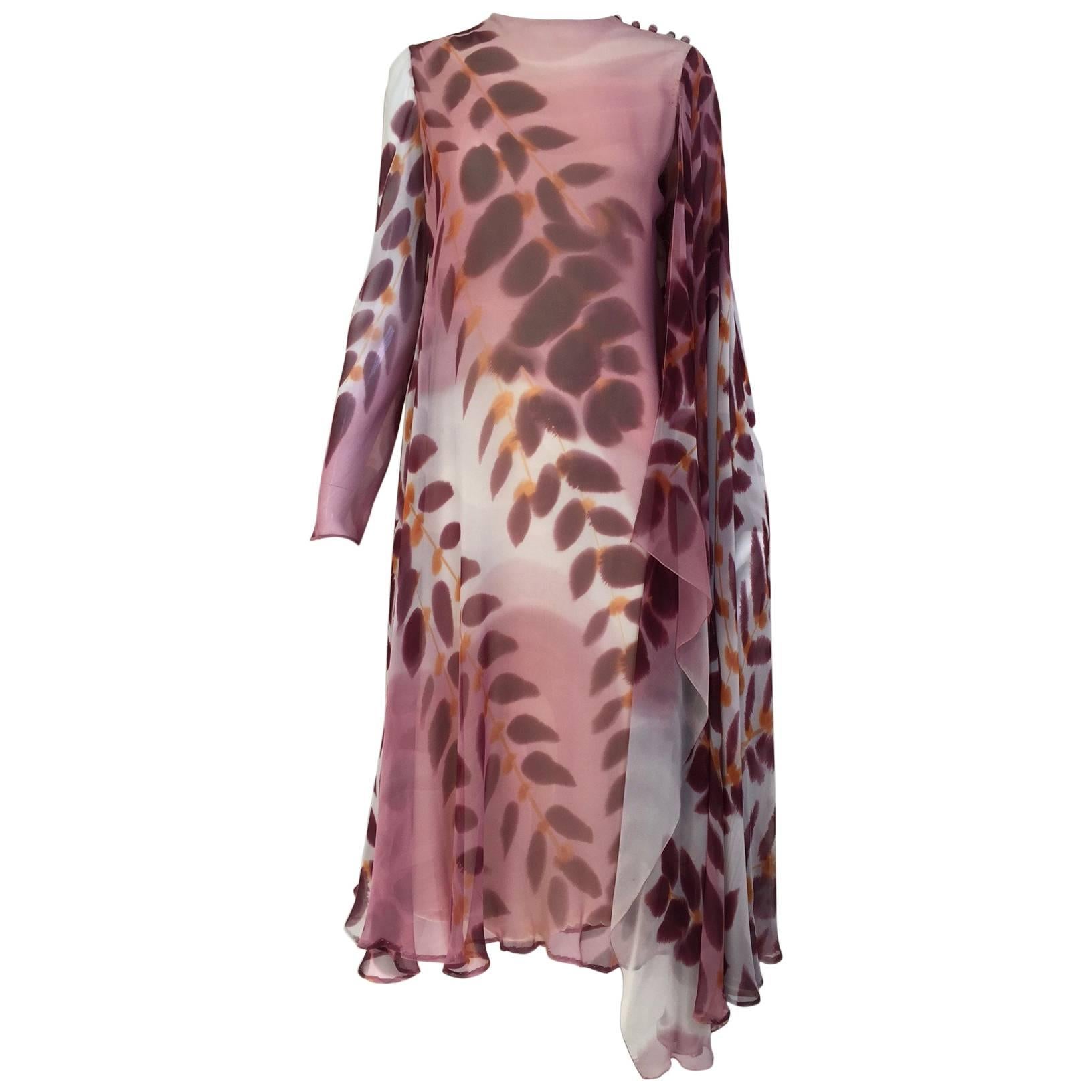1970s Stavropolous mauve silk print Dress