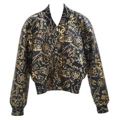 Chanel Schwarz Gold Grafiti Lederjacke
