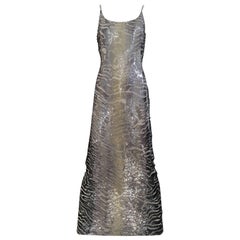 Vintage 1990s Giorgio Armani  Sequin Metallic Grey and Silver Cocktail Dress