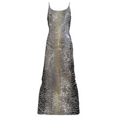 1990s Giorgio Armani silver and gray sequin cocktail dress 1