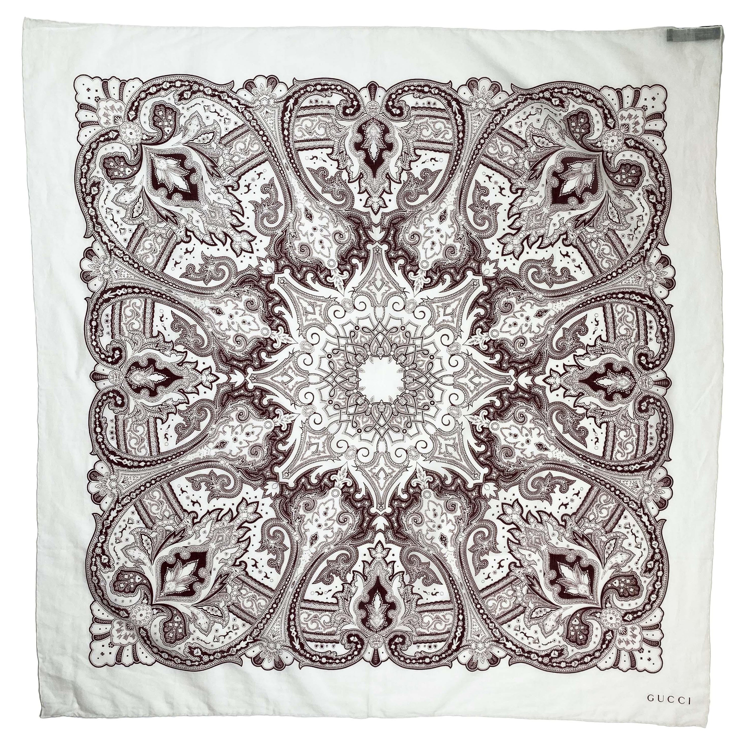 2004 Cruise Gucci by Tom Ford Paisley Bandana Creme Scarf