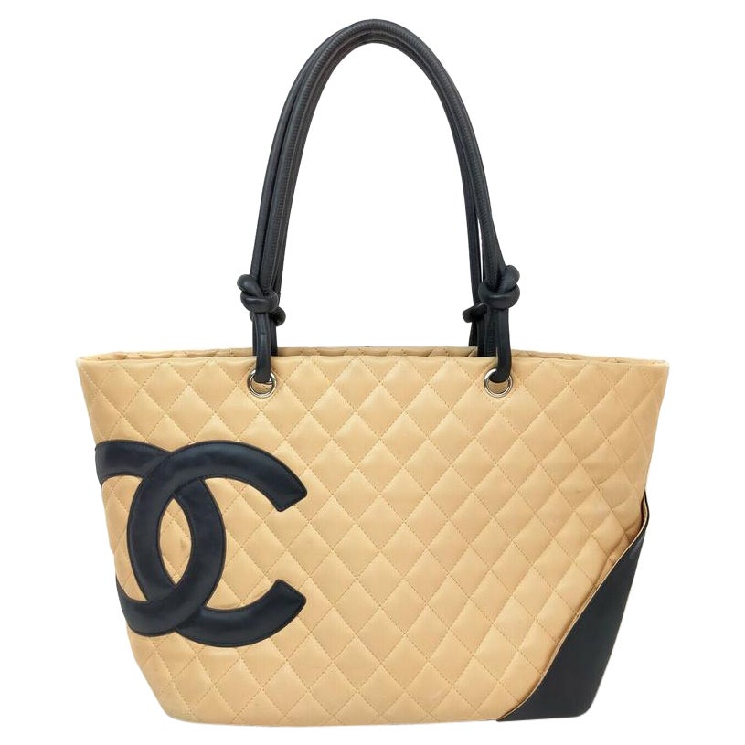 Chanel Beige Quilted Leather Cambon Tote Bag 863269 For Sale