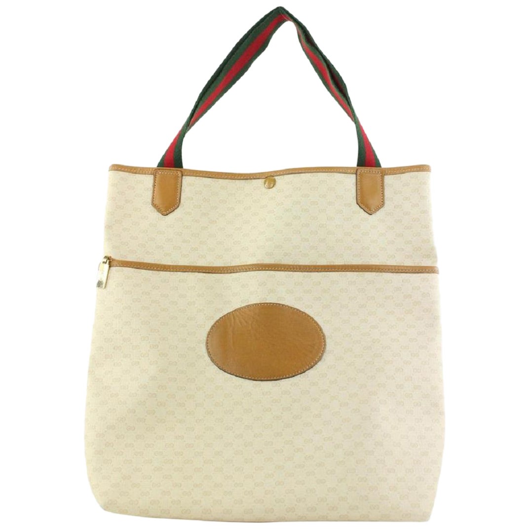 Gucci White Supreme GG Web Shopper Tote Bag 495gks67 For Sale