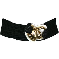 Unusual Belt with Draped Leather Buckle