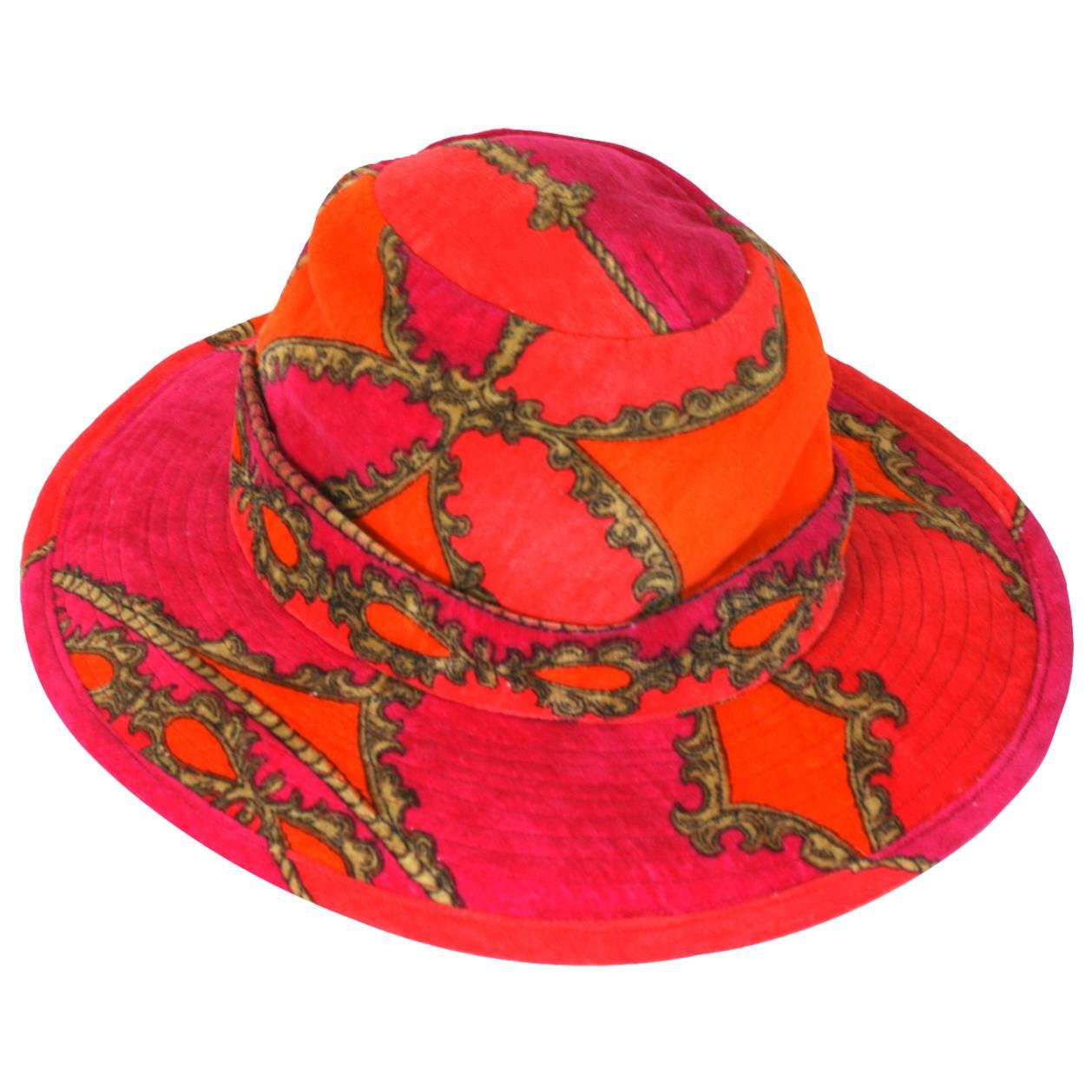 Italian Printed Terrycloth Hat For Sale