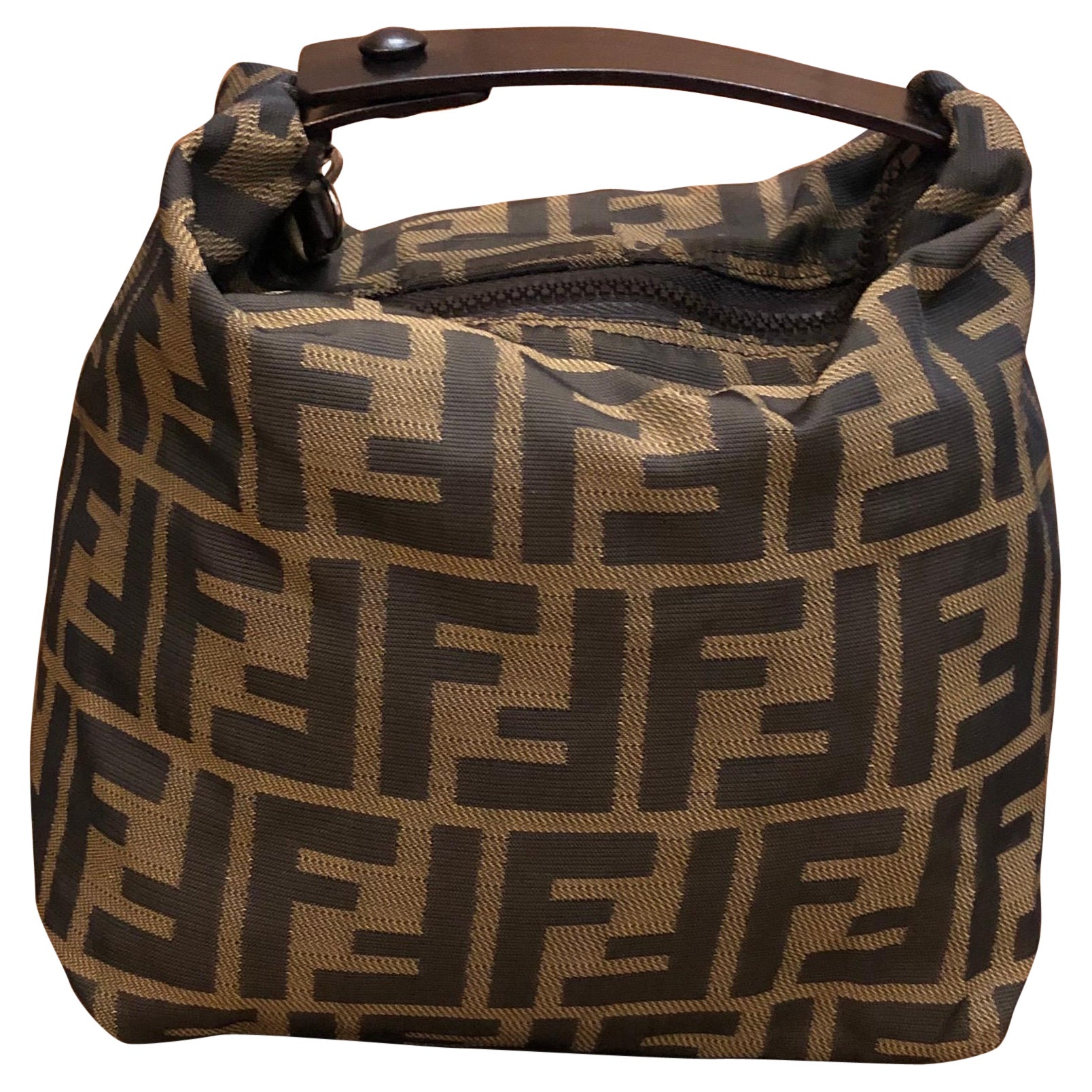 Vintage FENDI Brown Zucca Jacquard Mini Pouch Bag Handbag at 1stDibs