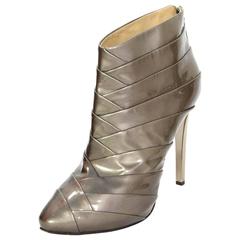 Giuseppe Zanotti Pewter Wrapped Patent Ankle Booties sz 40
