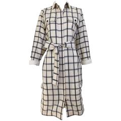 Vintage 1970s GUCCI Creme and Blue Plaid Linen 70s Day Dress 12