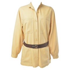 Vintage A French Safari Yellow Saharienne Blouse by Guy Laroche Paris Circa 1975-1980