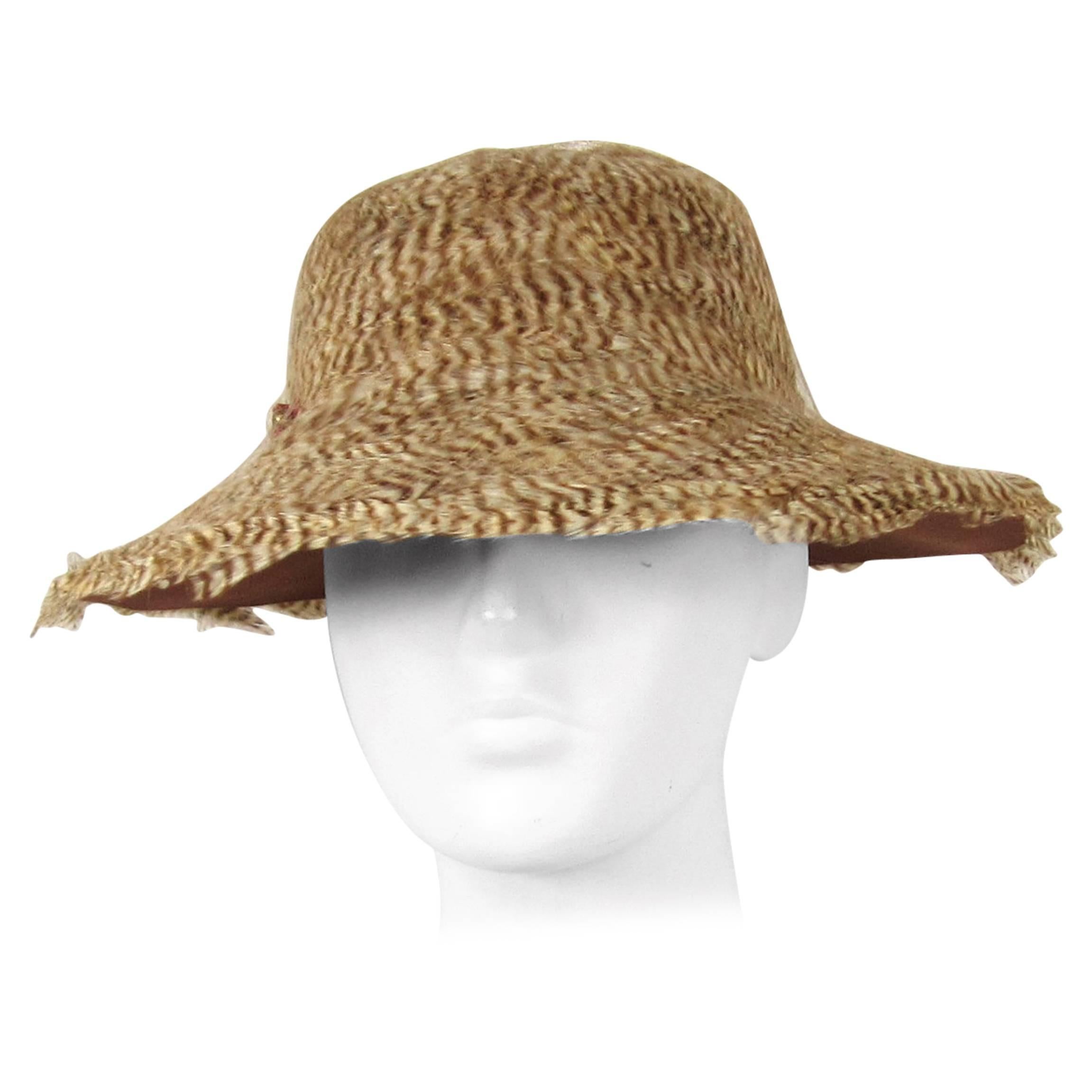 Vintage 1960s Feathered Safari Hat  