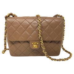 Chanel Tan Quilted Leather Shoulder Bag 1989-1991