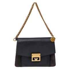 Used Givenchy Black Leather And Suede Small GV3 Shoulder Bag