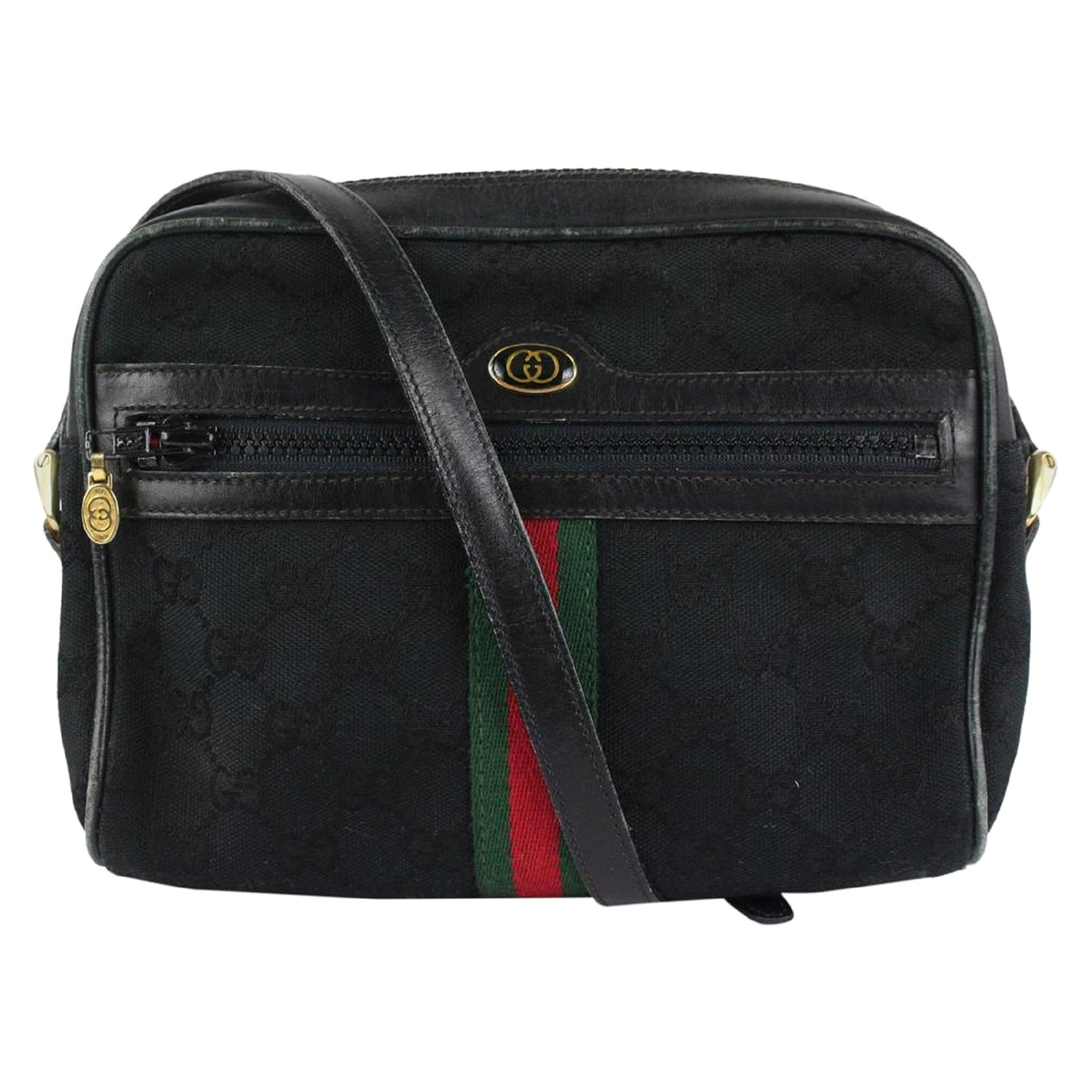 Gucci Black Monogram GG Web Ophidia Crossbody Bag 4GG1013 For Sale