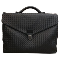 Sac cabas Docuemnt en cuir Intrecciato Nappa noir Bottega Veneta, années 2010