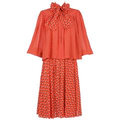 Pauline Trigere Red Black & White Printed Cotton Day Dress & Jacket 11