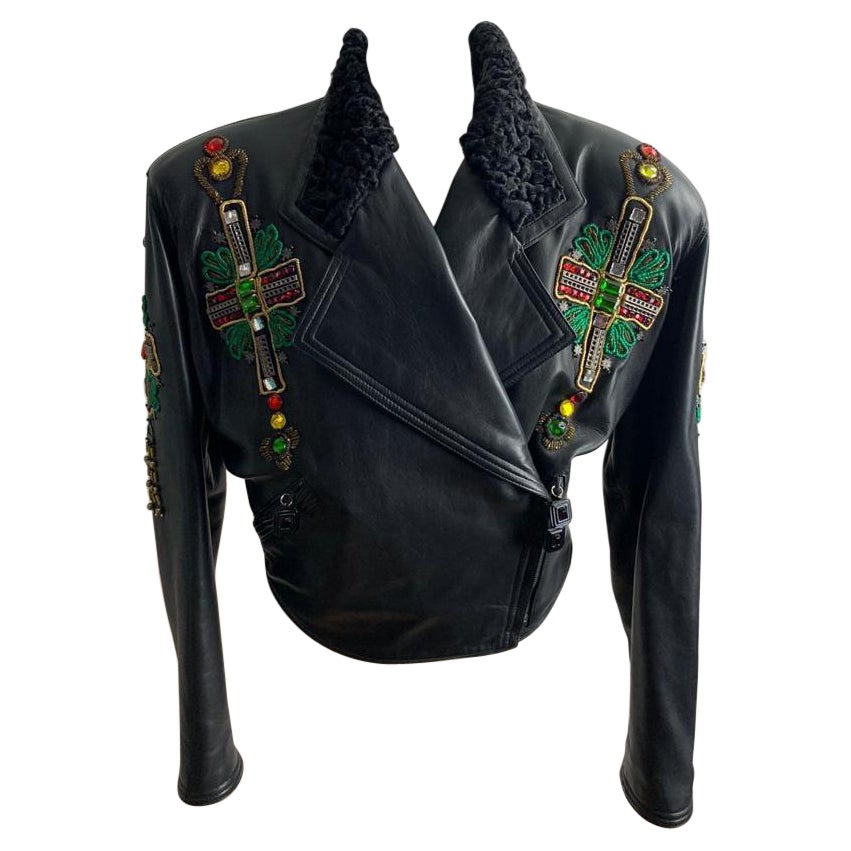 Gianni Versace Fall 1991 leather jacket  For Sale
