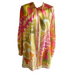 Vintage 1960s Emilio Pucci Zig Zag Print Tunic (10-12 in 60s)