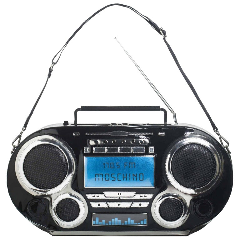 Moschino Jeremy Scott Laminated Calf Leather Patent Boombox Oversized Bag For Sale