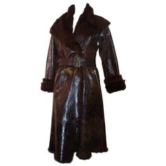 Vintage 1990s Dolce & Gabbana Stunning Fur Lined Distressed Leather Coat (40 ITL)