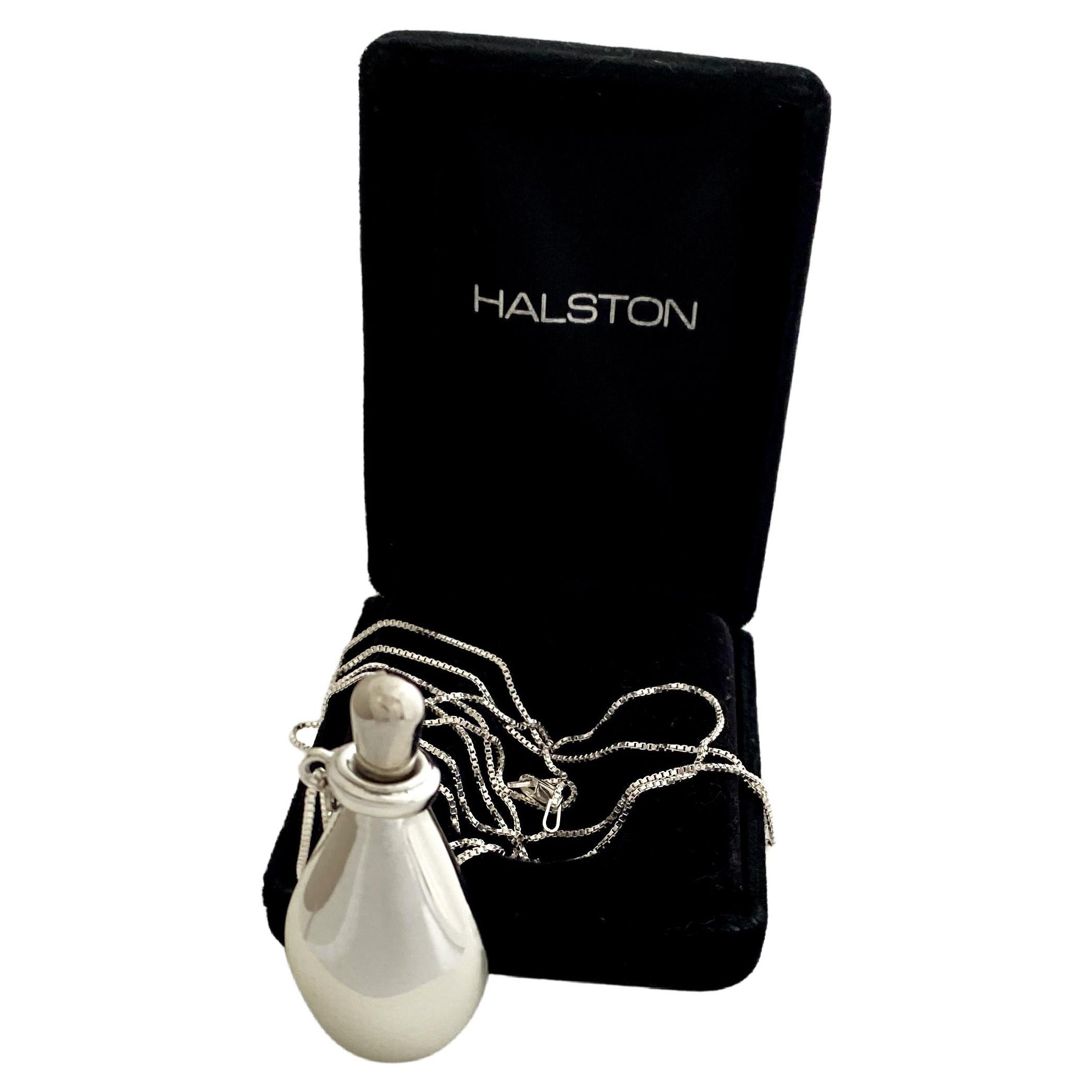 No-Scuff Elsa Peretti for Halston Perfume Bottle Pendant Necklace Sterling Chain