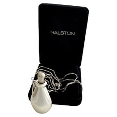 Used No-Scuff Elsa Peretti for Halston Perfume Bottle Pendant Necklace Sterling Chain