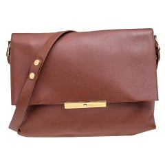 Celine Brown Leather Blade Flap Shoulder Bag