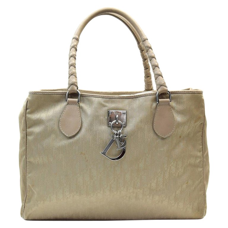 Dior Metallic Silver Oblique Monogram Leather Boston Bag at 1stDibs