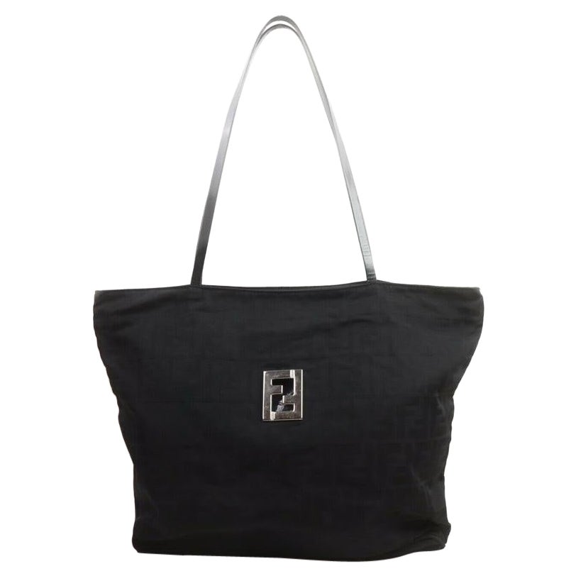 Fendi Noir Monogramme FF Zucca Shopper Tote Bag 863411  en vente