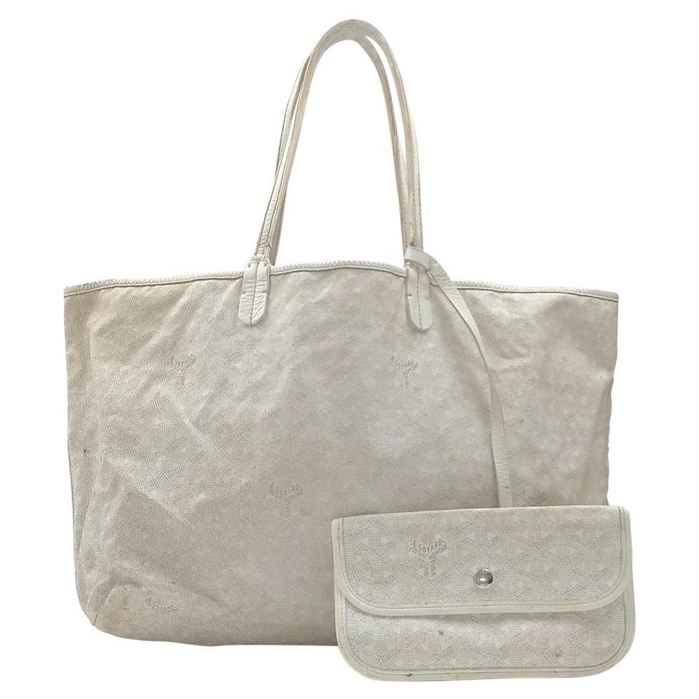 Goyard White Chevron St Louis PM Tote Bag with Pouch  863273 For Sale