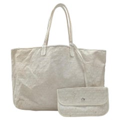 Goyard White Chevron St Louis PM Tote Bag with Pouch  863273