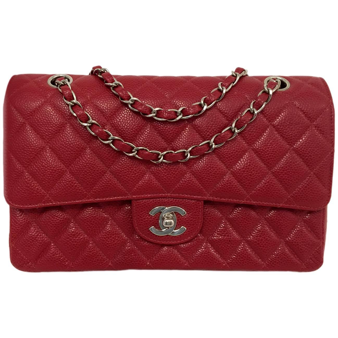  Chanel 1990s Red Diamond Quilted Caviar 2.55 Medium Serial 5946272