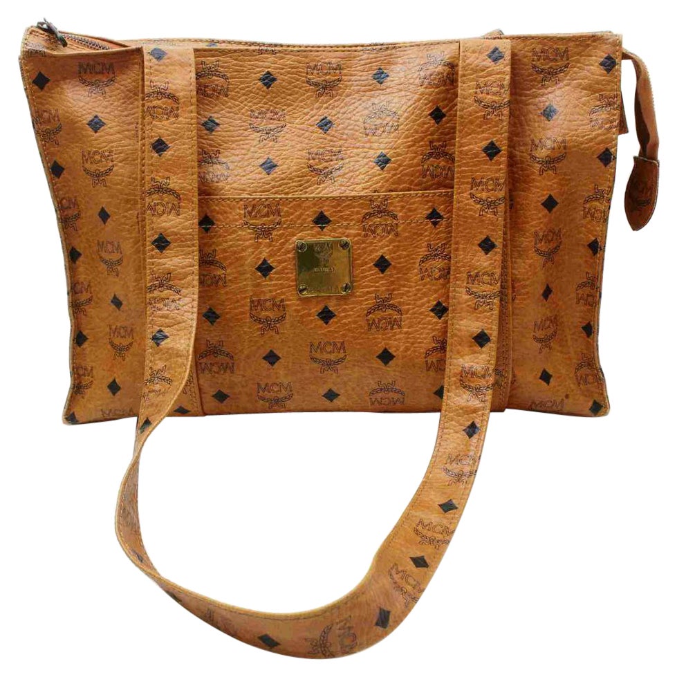 MCM Studded 869337 Black Leather Tote For Sale at 1stDibs