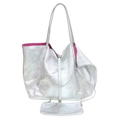 Used Tiffany & Co. Silver Reversible Shopper Tote with Pouch 871440 