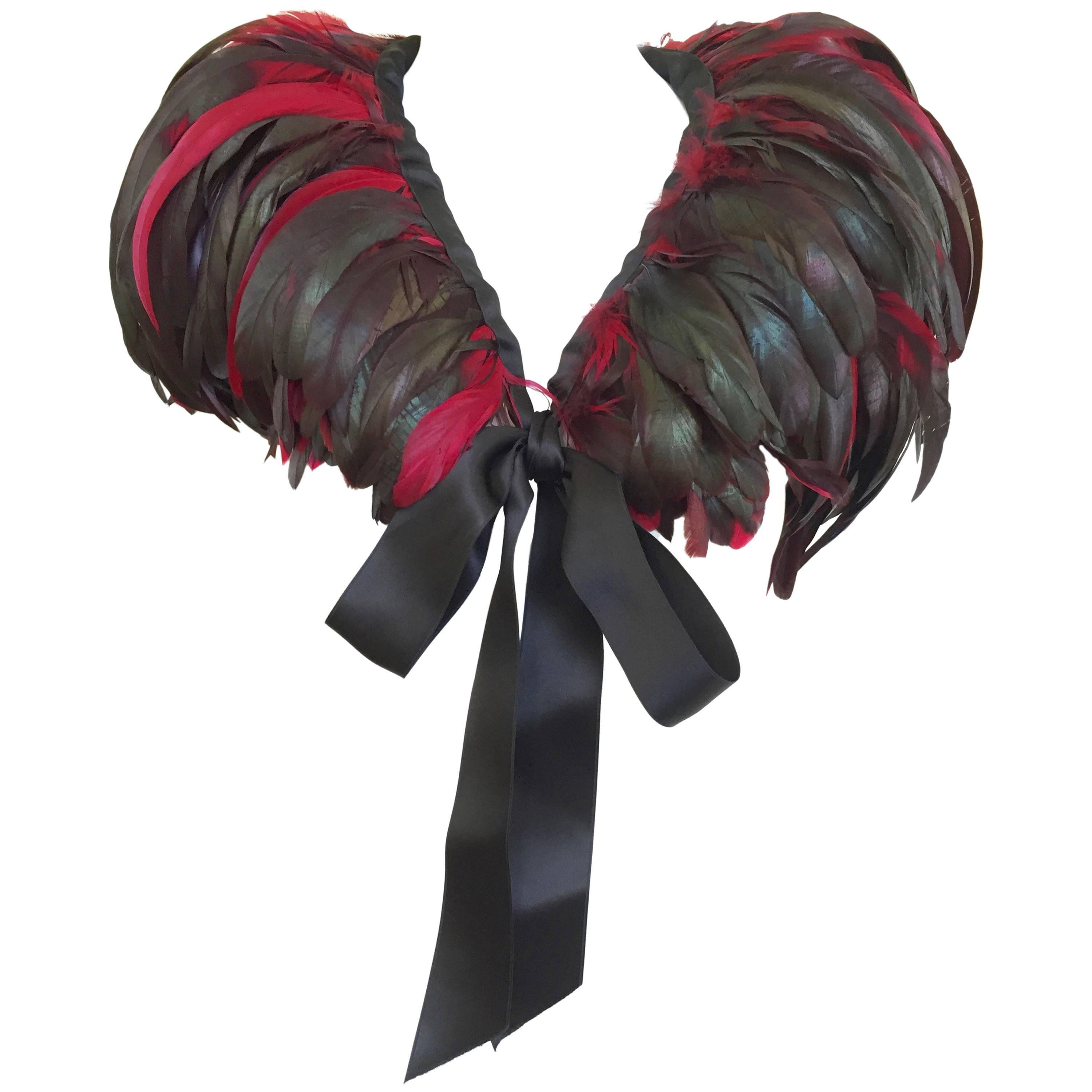 70s Saint Laurent ostrich feather collar