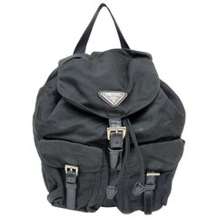 Prada Black Nylon Tessuto Twin Pocket Backpack 863153