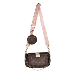 Louis Vuitton Rare Monogram Rose Clair Multi Pochette Accessories Crossbody