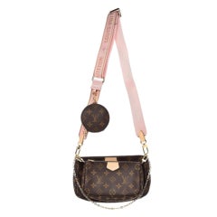 Used Louis Vuitton Rare Monogram Rose Clair Multi Pochette Accessories Crossbody  